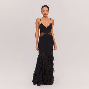FREE PEOPLE FAME AND PARTNERS THE ABBY BLACK MAXI DRESS M57